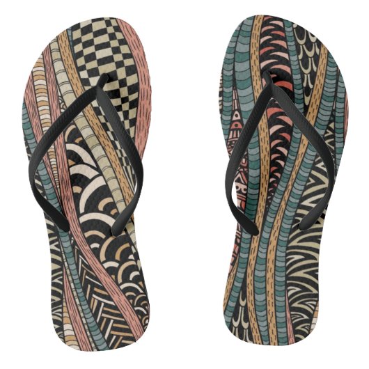 Abstract patroon in etnische stijl teenslippers (Voetbed)