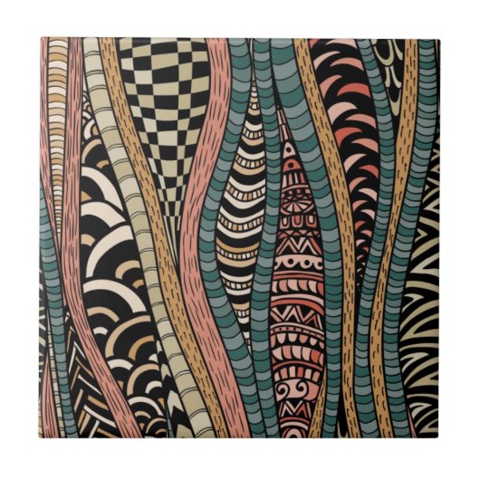 Abstract patroon in etnische stijl tegeltje (Voorkant)