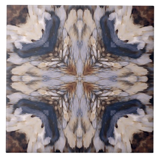  abstract patroon in wit, beige, blauw tegeltje (Voorkant)