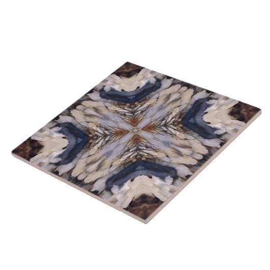  abstract patroon in wit, beige, blauw tegeltje (Zijkant)