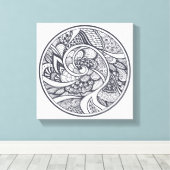 Abstract patroon in Zen-Doodle stijl 6 Canvas Afdruk (Insitu (Houten vloer))