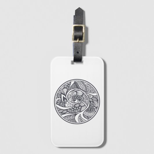Abstract patroon in Zen-Doodle-stijl Bagagelabel (Voorkant (verticaal))