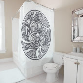 Abstract patroon in Zen-Doodle-stijl Douchegordijn (In situ)