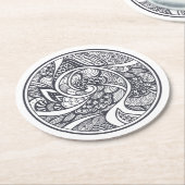 Abstract patroon in Zen-Doodle-stijl Ronde Kartonnen Onderzetter (Gebogen)