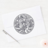 Abstract patroon in Zen-Doodle stijl Ronde Sticker (Envelop)