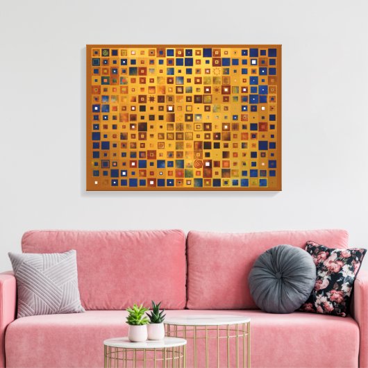 Abstract patroon kleurloos schaken canvas afdruk (Insitu (Woonkamer))