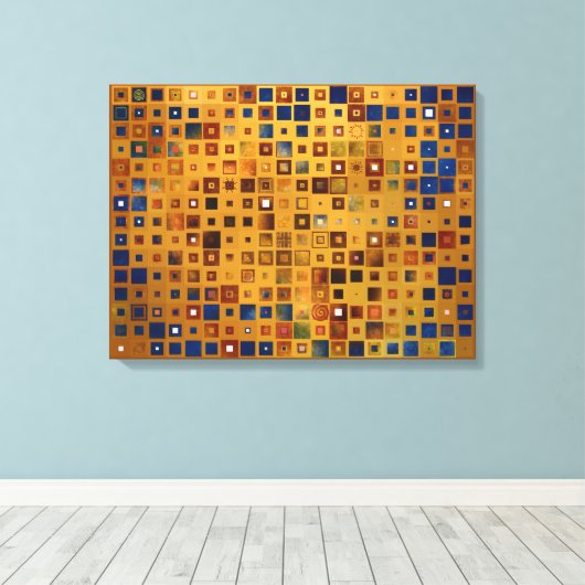 Abstract patroon kleurloos schaken canvas afdruk (Insitu (Houten vloer))