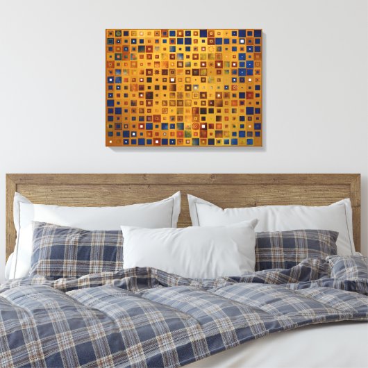 Abstract patroon kleurloos schaken canvas afdruk (Insitu (Slaapkamer))