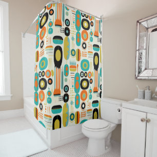 Abstract patroon kleurrijk retro mid century moder douchegordijn