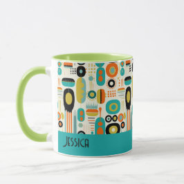 Abstract patroon levendig midcentury modern naam mok