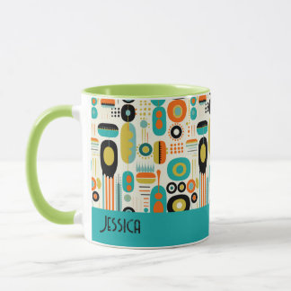 Abstract patroon levendig midcentury modern naam mok