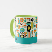 Abstract patroon levendig midcentury modern naam mok (Voorkant links)