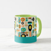 Abstract patroon levendig midcentury modern naam mok (Voorkant rechts)
