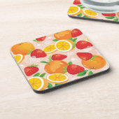 Abstract patroon met aardbei drankjes onderzetter (Linkerzijde)