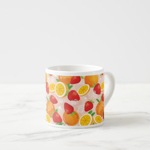 Abstract patroon met aardbei espresso kop