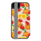 Abstract patroon met aardbei incipio iPhone portemonnee hoesje (Agenda Achterkant)