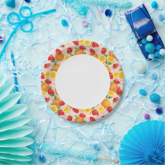 Abstract patroon met aardbei papieren bordje (Feest)