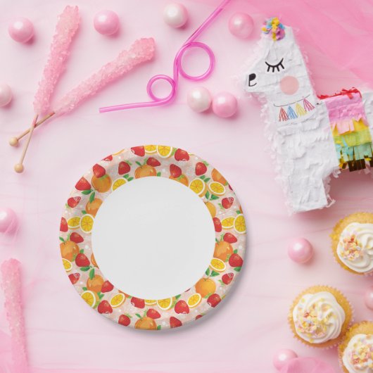 Abstract patroon met aardbei papieren bordje (Feest)