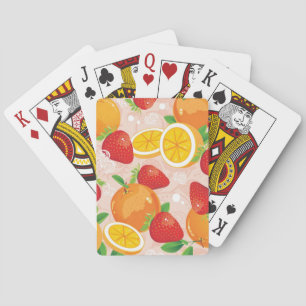 Abstract patroon met aardbei pokerkaarten