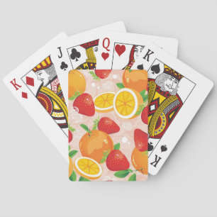 Abstract patroon met aardbei pokerkaarten