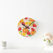 Abstract patroon met aardbei ronde klok (Huis)