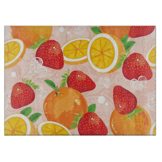 Abstract patroon met aardbei snijplank (Voorkant)