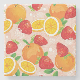 Abstract patroon met aardbei stenen onderzetter