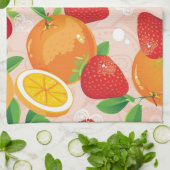 Abstract patroon met aardbei theedoek (Gevouwen)