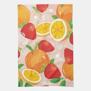 Abstract patroon met aardbei theedoek