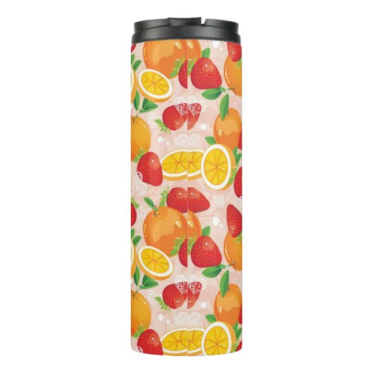 Abstract patroon met aardbei thermosbeker (Achterkant)