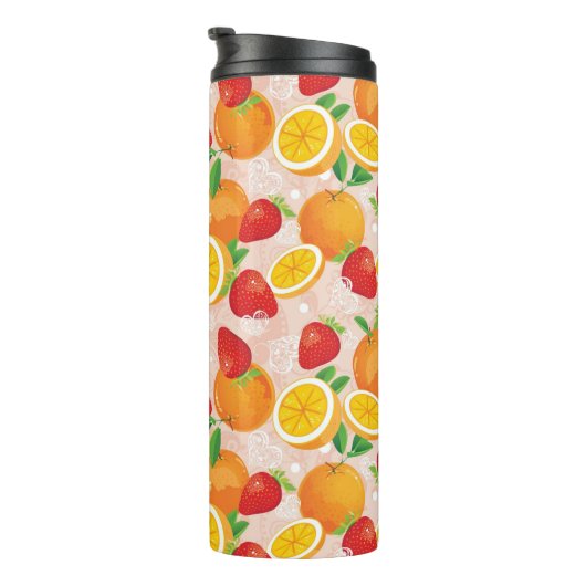 Abstract patroon met aardbei thermosbeker (Geroteerd rechts)