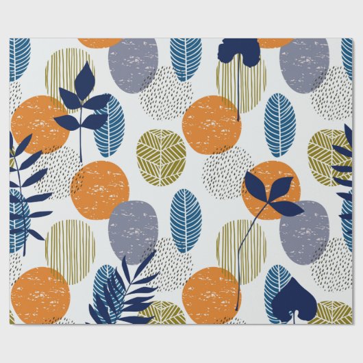 Abstract patroon met bladeren en vormen cadeaupapier (Vlak)