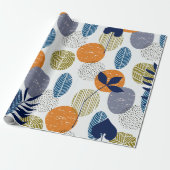 Abstract patroon met bladeren en vormen cadeaupapier (Uitgerold)