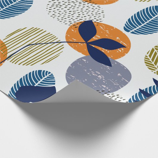 Abstract patroon met bladeren en vormen cadeaupapier (Hoek)