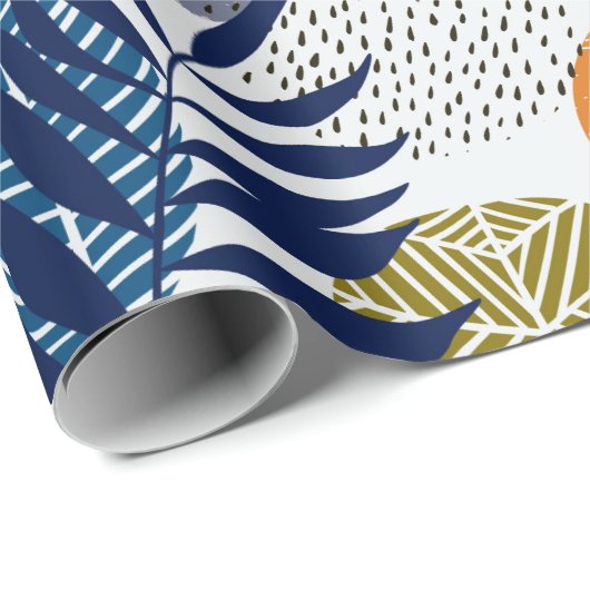 Abstract patroon met bladeren en vormen cadeaupapier (Rol Hoek)