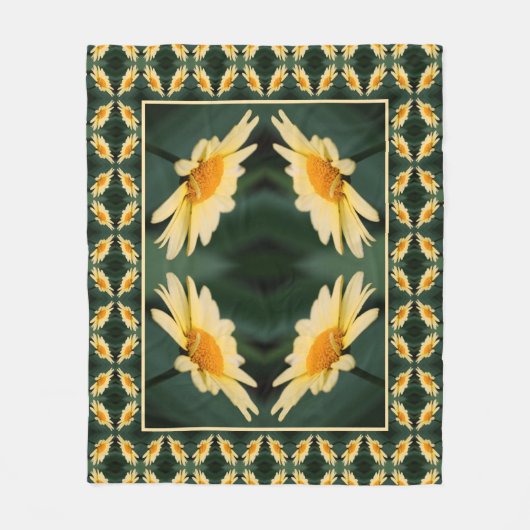 Abstract patroon met gele Daisy Flower Fleece Deken (Voorkant)