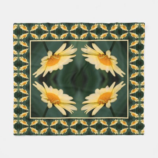 Abstract patroon met gele Daisy Flower Fleece Deken (Voorkant (Horizontaal))