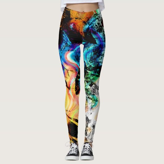 Abstract patroon met geslepen verf leggings (Voorkant)