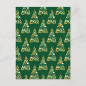 Abstract patroon met groene en gouden kerstbomen briefkaart (Voorkant)