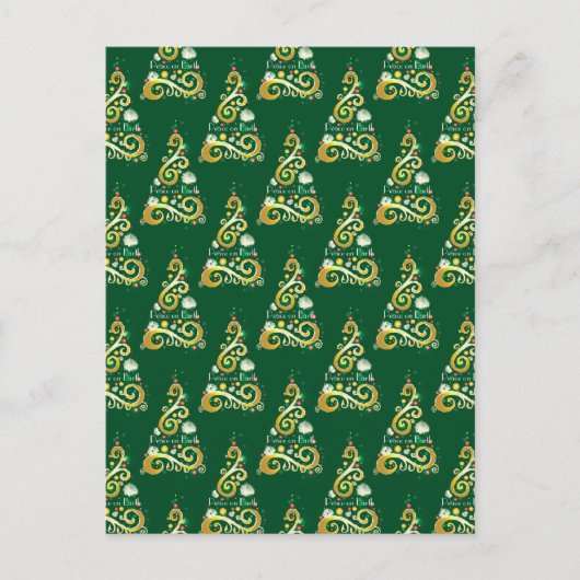 Abstract patroon met groene en gouden kerstbomen briefkaart (Voorkant)