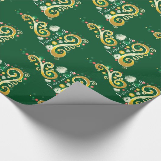 Abstract patroon met groene en gouden kerstbomen cadeaupapier (Hoek)