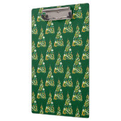 Abstract patroon met groene en gouden kerstbomen klembord (Links)