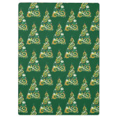 Abstract patroon met groene en gouden kerstbomen klembord (Achterkant)