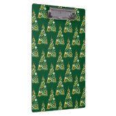 Abstract patroon met groene en gouden kerstbomen klembord (Rechts)