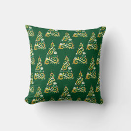 Abstract patroon met groene en gouden kerstbomen kussen