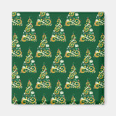 Abstract patroon met groene en gouden kerstbomen magneet (Voorkant)