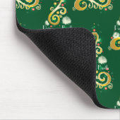 Abstract patroon met groene en gouden kerstbomen muismat (Hoek)