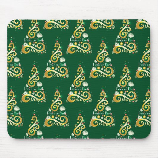 Abstract patroon met groene en gouden kerstbomen muismat (Voorkant)