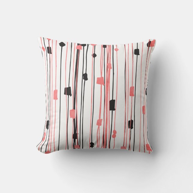 Abstract patroon met handgetekende koraalzwarte wa kussen (Voorkant)