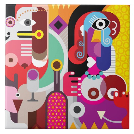 Abstract patroon met levendige kleuren tegeltje (Voorkant)